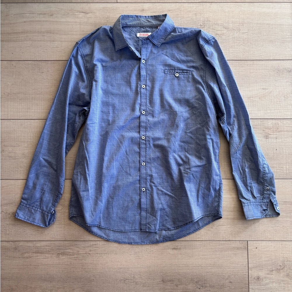 Michael Brandon Blue Casual Long-Sleeve Button-Down Casual Shirt Size XXL